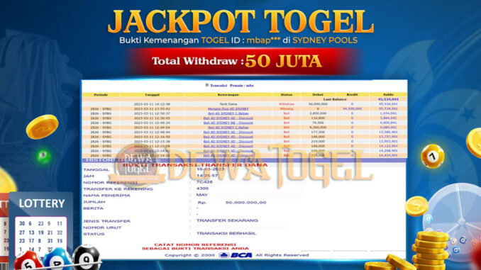 bukti jackpot pasaran Togel Sydney DEWATOGEL bukti jackpot pasaran Togel Sydney DEWATOGEL