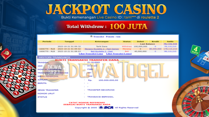 DWT JP LIVE CASINO MALAM 2